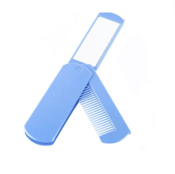 Travel Fold Hotel Use Plastic Hair Comb Disposable Portable Comb for Hotel with Mirror